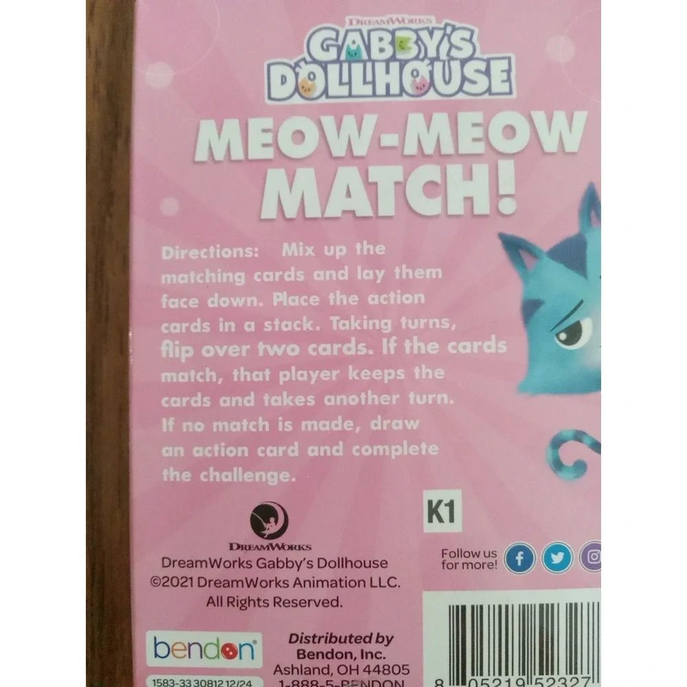 Gabby's Dollhouse Meow-Meow Match Card Game Pack With 36 Cards Inside Box New!